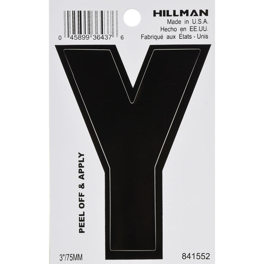 Hillman 3 in. Black Vinyl Self-Adhesive Letter Yes 1 pc (Pack of 6)