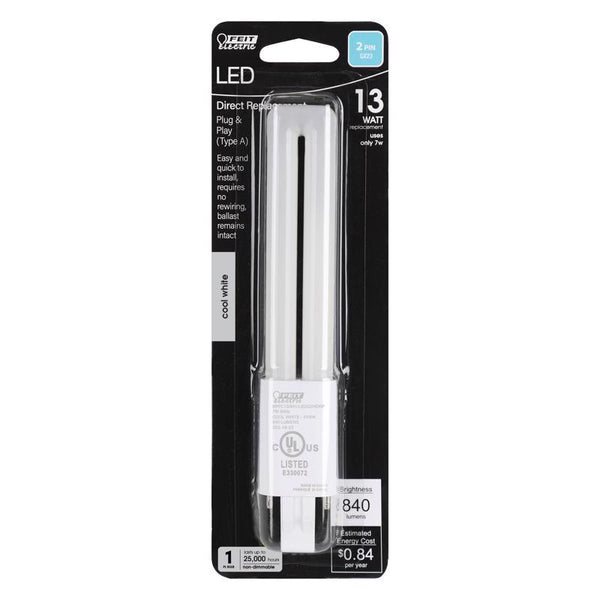 Feit Linear PL GX23-2 LED Bulb Cool White 13 Watt Equivalence 1 pk - Open Box
