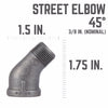 B&k 43898 in. MIPx 43898 in. Dia. FIP Black Malleable Iron 45 Degree Elbow