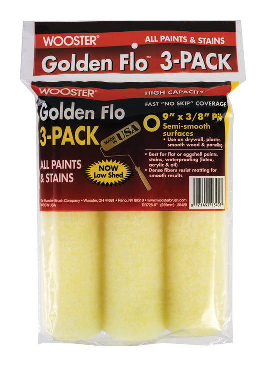 Wooster Golden Flo Knit 9 in. W X 3/8 in. Regular Paint Roller Cover Refill 3 pk