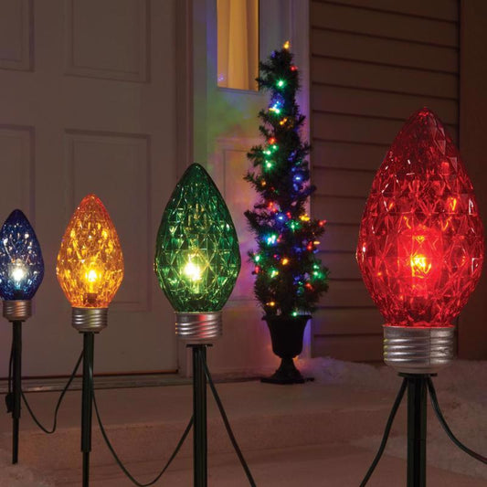Celebrations Incandescent Multi Faceted C9 Bulb Lights 13 in. Pathway Decor