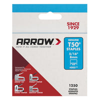 Arrow Fastener T50 3/8 in. W x 5/16 in. L 18 Ga. Flat Crown Heavy Duty Staples 1250 pk (Pack of 4)