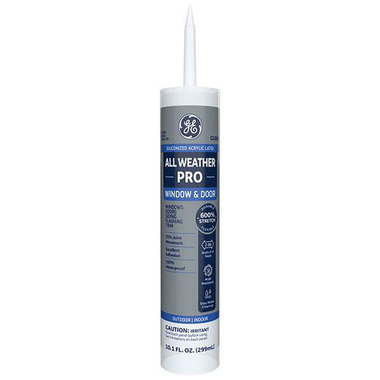 GE All Weather Pro Clear Siliconized Acrylic Latex Window and Door Caulk 10.1 oz. (Pack of 12)