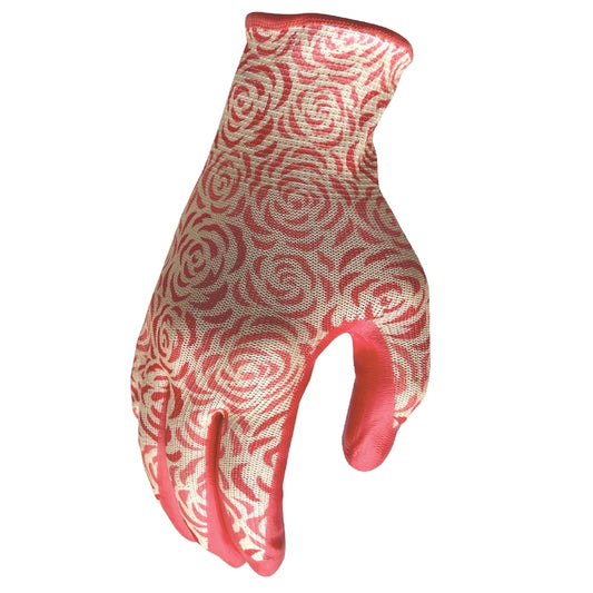 Digz Women's Indoor/Outdoor Gardening Gloves Pink M/L 3 pair