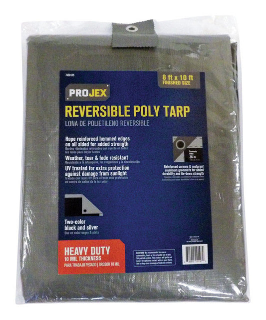 Projex 8 ft. W X 10 ft. L Heavy Duty Polyethylene Reversible Tarp Black/Silver
