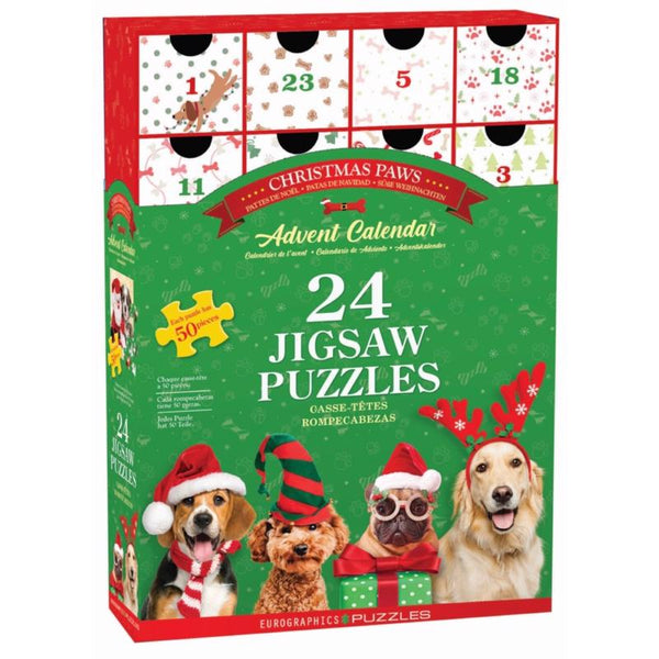 Calendario de Adviento Eurographics Christmas Paws (perros), rompecabezas multicolor de 1200 piezas