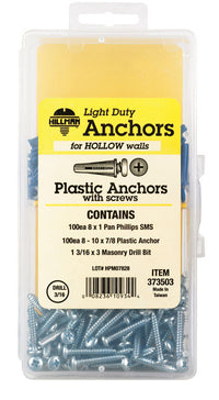 Hillman .164 in. D X 7/8 in. L Plastic Pan Head Conical Anchor Kit 201 pk - Deal of The Week