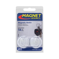 Magnet Source 1.4 in. L X 1.25 in. W White Magnetic Hooks 14 lb. pull 2 pk - Open Box
