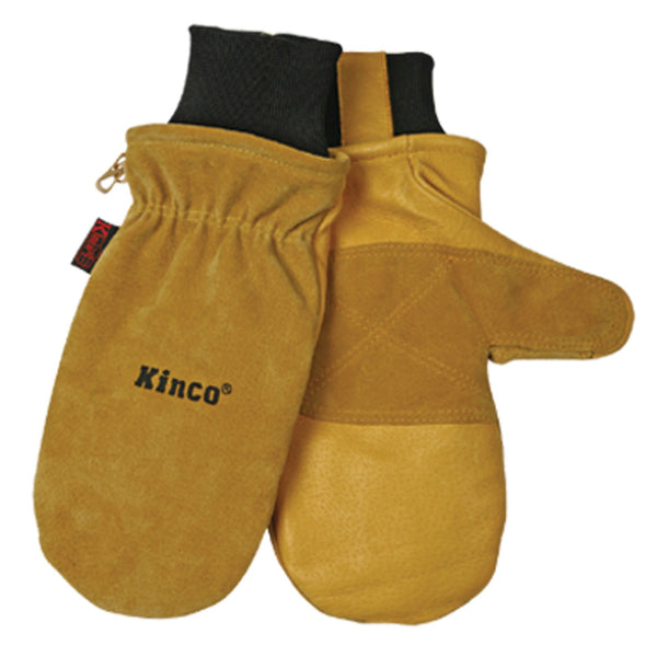 Mitones de cuero de piel de cerdo Kinco XL, negros/dorados - Oferta de la semana