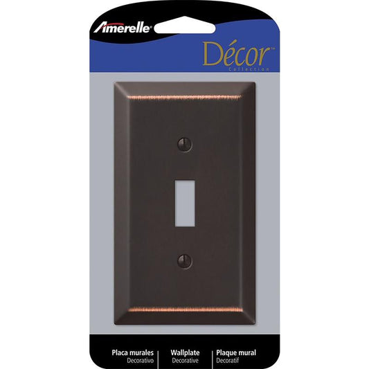 Amerelle Century Aged Bronze Bronze 1 gang Stamped Steel Toggle Wall Plate 1 pk