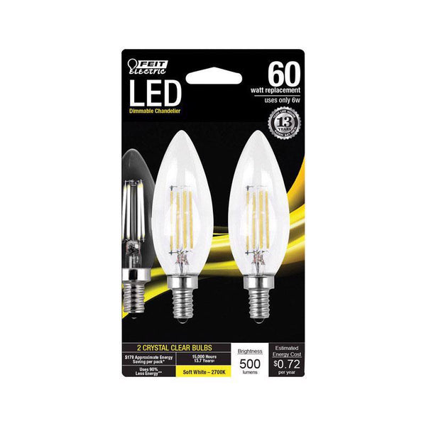 LED B10 E12 SW 60W 2PK