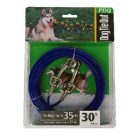 PDQ Blue / Silver Vinyl Coated Cable Dog Tie Out Medium