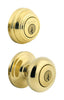Kwikset SmartKey Juno Polished Brass Entry Knob and Single Cylinder Deadbolt KW1 1-3/4 in.