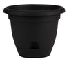 Bloem Lucca Black Resin UV-Resistant Round Self-Watering Planter 7 H x 9 Dia. in.