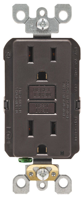 Leviton SmartlockPro 15 amps 125 V Duplex Brown GFCI Outlet 5-15R 1 pk