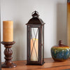 Smart Living 16 in. Glass/Metal Siena LED Candle Lantern Bronze (Pack of 2)
