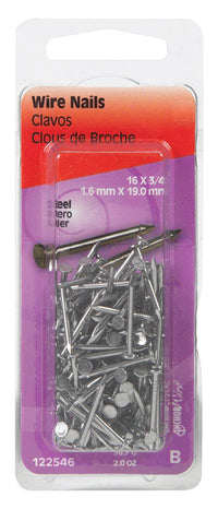 Hillman 3/4 in. L Wire Brite Steel Nail Smooth Shank Flat (Pack of 6)