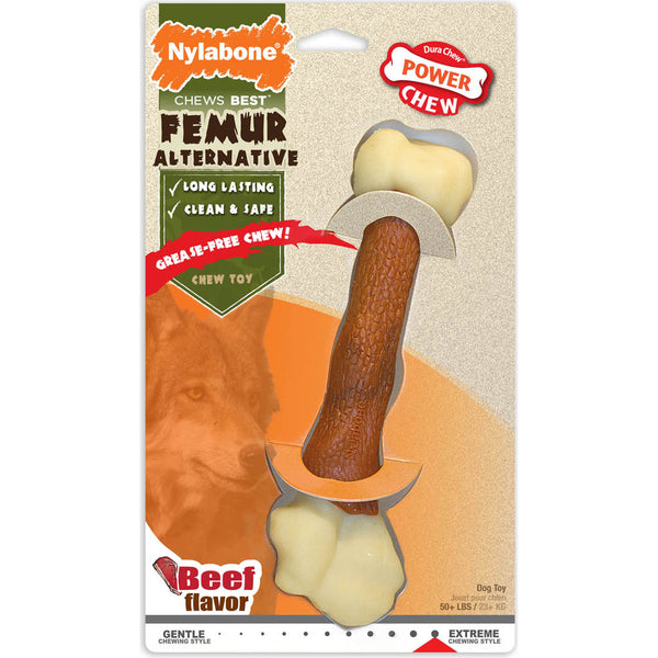 Nylabone Dura Chew - Alternativa de parte de animal, fémur, sabor a carne, grande