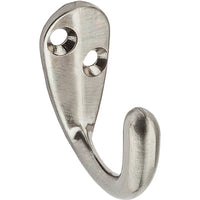 National Hardware 1.47 in. L Satin Nickel Silver Zinc Clothes Hook 35 lb. cap. 2 pk - Open Box