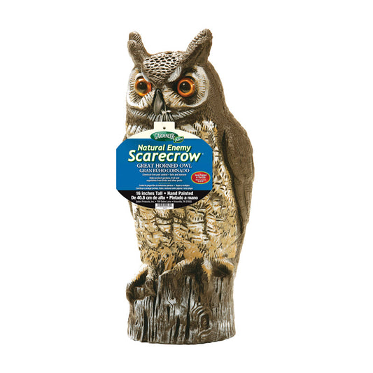 Dalen Scarecrow Great Plastic Hand Painted Horned Owl Animal Repellent Decoy 16 H in. for All Pests