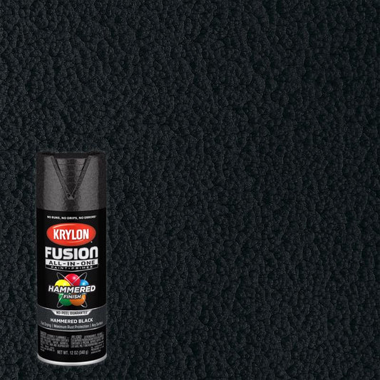 Krylon Fusion All-In-One Hammered Black Paint + Primer Spray Paint 12 oz (Pack of 6).