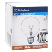 Westinghouse 25 W G25 Globe Incandescent Bulb E26 (Medium) Clear 1 pk