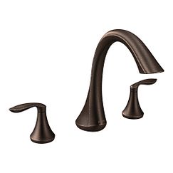 Oil rubbed bronze two-handle high arc roman tub faucet