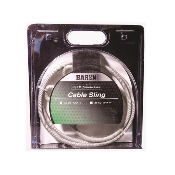Eslinga de cable de acero galvanizado Baron de 1/4-3/8 pulg. de diámetro x 6 pies de largo