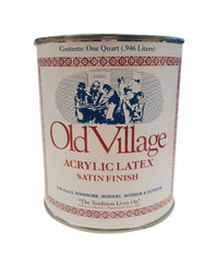Old Village Satin Steeple White Water-Based Paint Exterior and Interior 1 qt (Pack of 4).