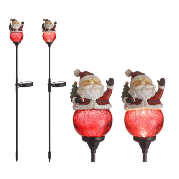 Decoración de camino de 30 pulgadas con luces LED transparentes de Santa Claus (paquete de 12)