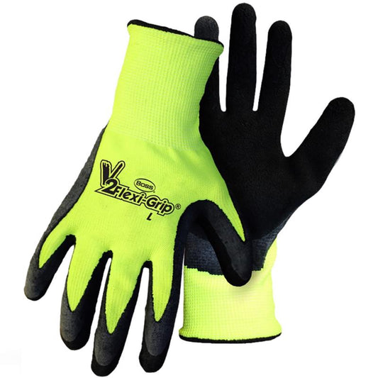 Boss V2 Flexi-Grip Men's Indoor/Outdoor Hi-Viz Work Gloves Black/Green L 1 pair