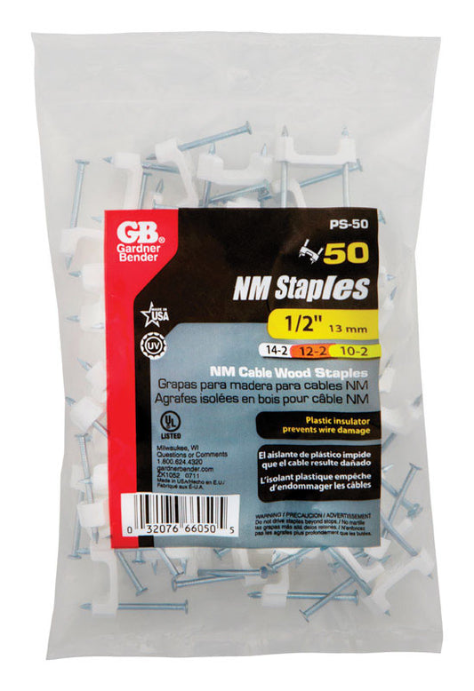Gardner Bender 1/2 in. W Plastic Insulated Cable Staple 50 pk (Pack of 10)