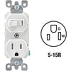 Leviton 15 amps 125 V Duplex White Combination Switch/Outlet 5-15R 1 pk