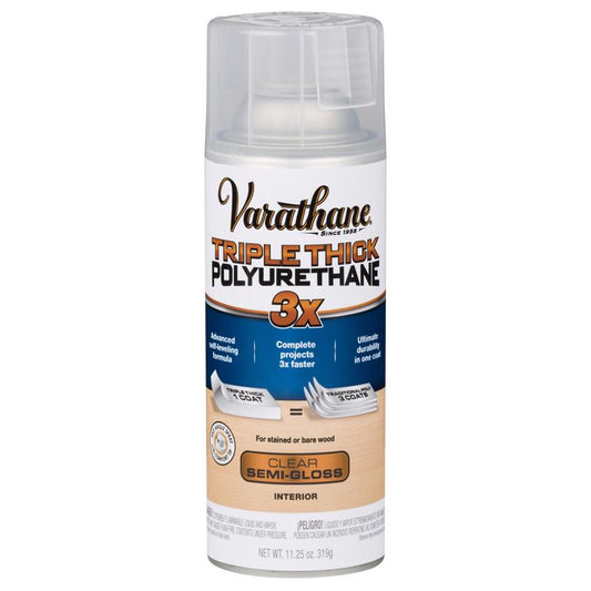 Varathane Triple Thick Transparent Clear Semi-Gloss Polyurethane 11.25 oz. (Pack of 6)
