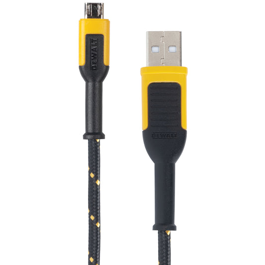 DeWalt Black/Yellow Braided Micro and USB Port For Any USB-Powered Device 6 ft. L