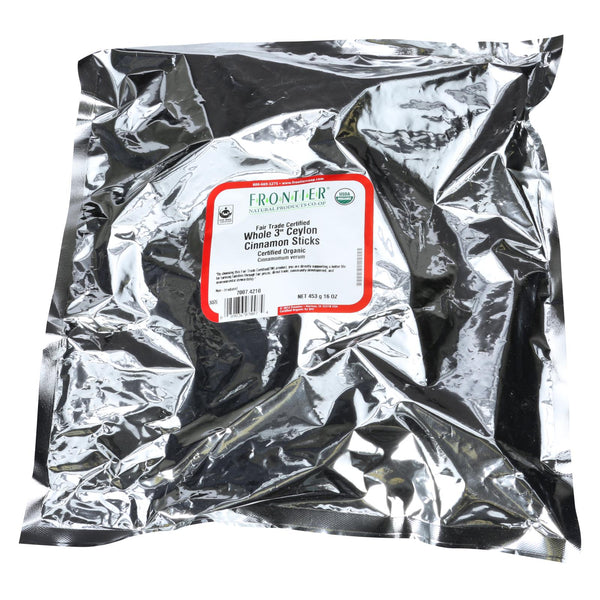 Palitos de canela de comercio justo orgánicos certificados Frontier Herb, 3 unidades, Ceilán, artículo a granel individual, 1 libra