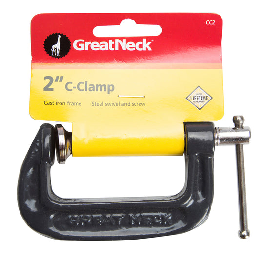 Great Neck Black 2 in. Jaw Opening Unbreakable Cast Iron Frame C-Clamp 4.1 L x 0.5 H x 2.5 W in.