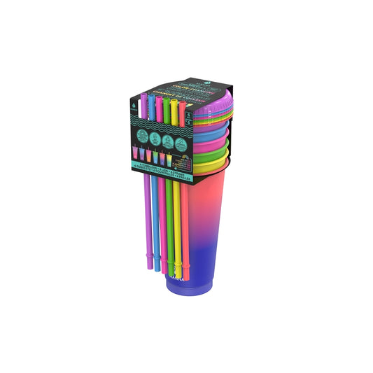 Manna Polycarbonate Assorted Color Changing BPA Free Stackable Tumbler Lid and Straw 24 oz.