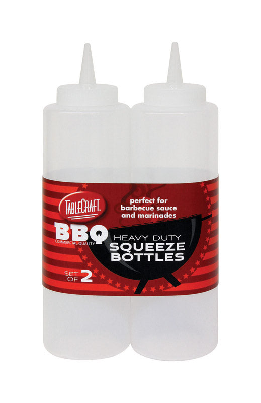 TableCraft BBQ Clear Polyethylene Squeeze Bottles 12 oz