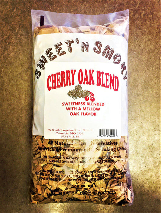 Chigger Creek Sweet' N Smoky Cherry Oak Blend Wood Smoking Chips 200 cu in