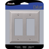 Amerelle Century Brushed Nickel 2 gang Stamped Steel Decorator Wall Plate 1 pk - Deal of The Week