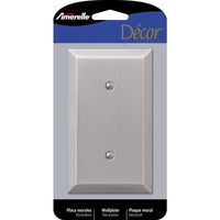 Amerelle Century Brushed Nickel 1 gang Stamped Steel Blank Wall Plate 1 pk