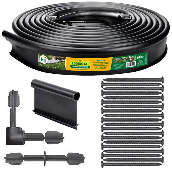 Kit de bordura paisajística de plástico negro Master Mark, 40 ft. L X 5 in. H