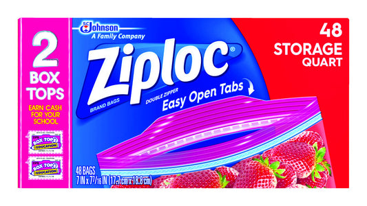 Ziploc Food Storage Bag 48 pk Clear (Pack of 9)