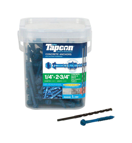 Tapcon 1/4 in. D X 2-3/4 in. L Steel Hex Head Concrete Screw Anchor 150 pk