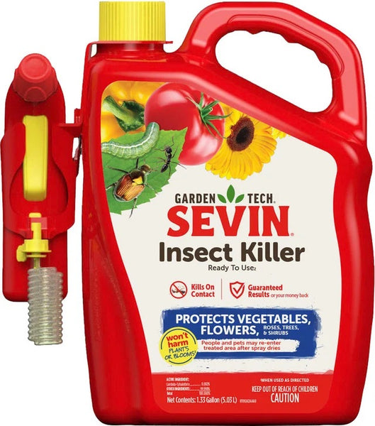 GardenTech Sevin Insect Killer Ready to Use 1.33 Gallon Outdoor Pest Control for Vegetables Flowers Trees and Shrubs Fast Acting Formula