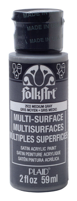 Plaid FolkArt Satin Medium Gray Hobby Paint 2 oz. (Pack of 3)