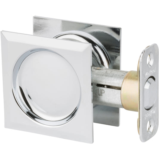 334x26 Square Pocket Door Lock Passage - Polished Chrome