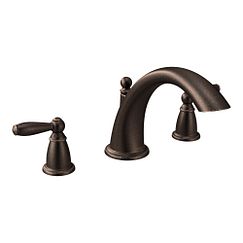 Oil rubbed bronze two-handle low arc roman tub faucet