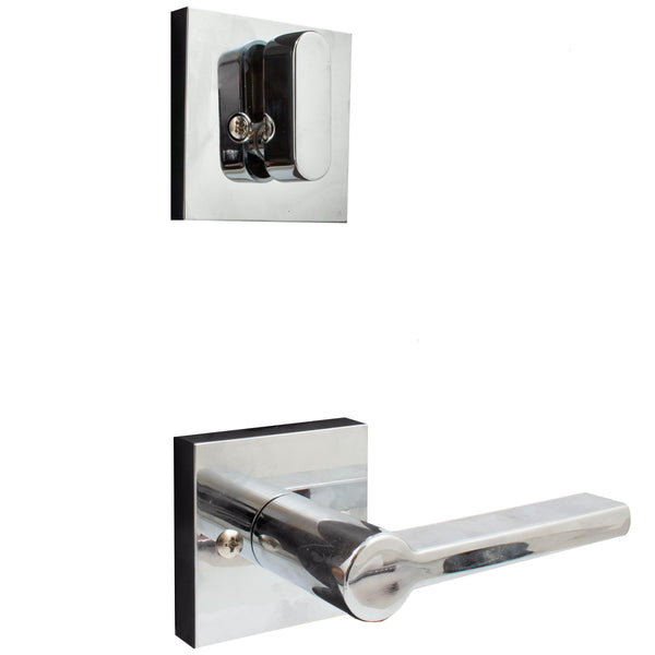 Manija de puerta Vienna con roseta cuadrada, moldura de manija interior, cromo pulido de Stone Harbor Hardware